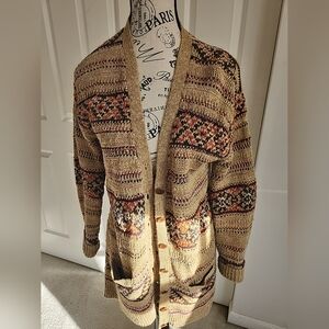 SOLD Vintage Ralph Lauren Hand Knit Cardigan SZ M Silk Linen